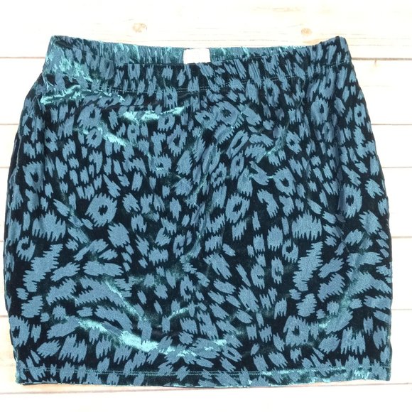 Mudd Medium Skirt Turquoise Burnout Animal Print Velour Skirt - Picture 7 of 8
